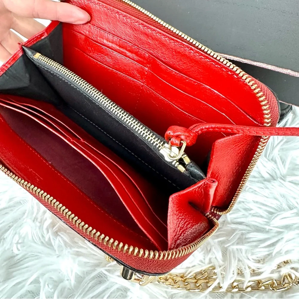 Chloe red leather custom paint crossbody wallet on chain - Picture 10 of 16